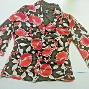 Alfani Womens Top Pullover Blouse XL Red Coral Bla